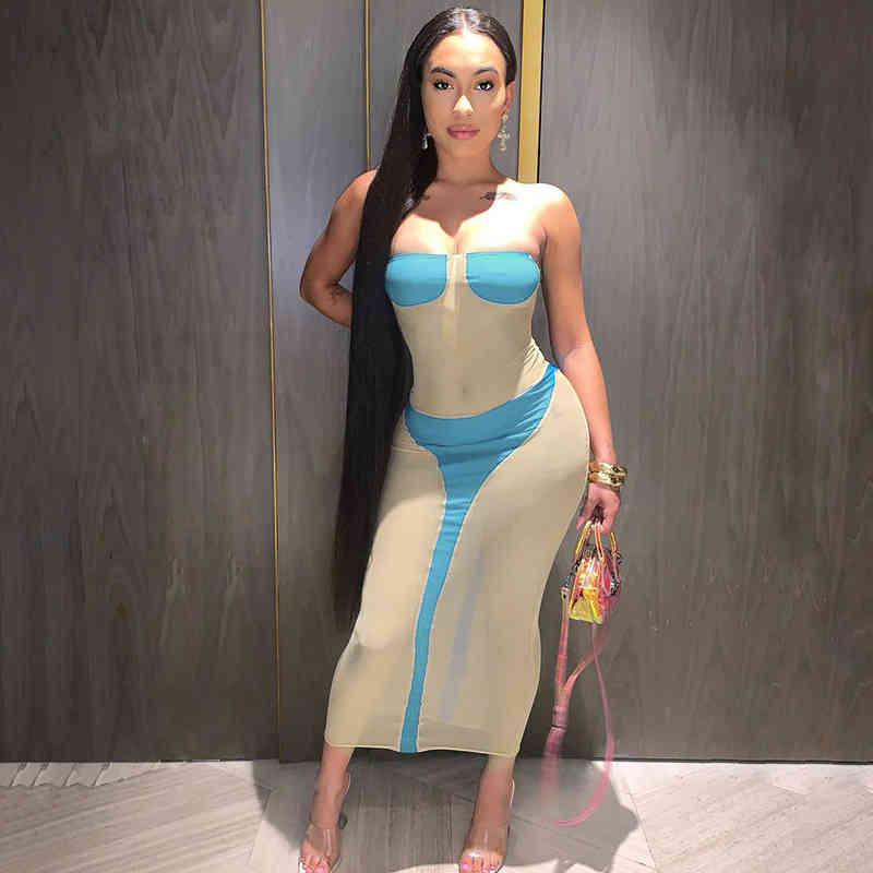 Knitted Mesh Patchwork Panelled Bodycon Dress For Women Sleeveless Strapless Low Cut Backless Sexy Outfit Y2K Tight Femme Robe 210517, Khaki blue
Knitted Mesh Patchwork Panelled Bodycon Dress For Women Sleeveless Strapless Low Cut Backless Sexy Outfit Y2K Tight Femme Robe 210517, Khaki blue