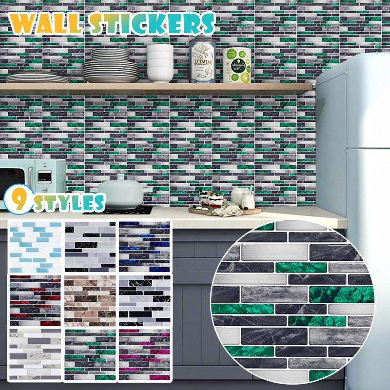 

Wall Stickers 10-Piece Peel & Stick Kitchen/Bathroom Backsplash Sticker Faux Ceramic Tile Design TILES For Kitchen Decor