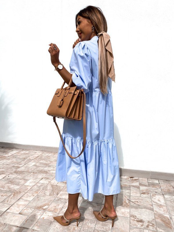 Women Dress Black White Loose Long Casual es Lantern Sleeve Large Hem Shirt es Spring Bohemian 210513