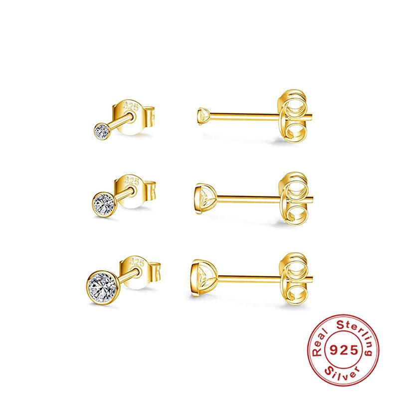 Stud 3-Piece Set Of S925 Sterling Silver Ear Studs For Women Fashion Diamond Mini Earrings Birthday Party Gift Jewelry, Golden;silver
Stud 3-Piece Set Of S925 Sterling Silver Ear Studs For Women Fashion Diamond Mini Earrings Birthday Party Gift Jewelry, Golden;silver