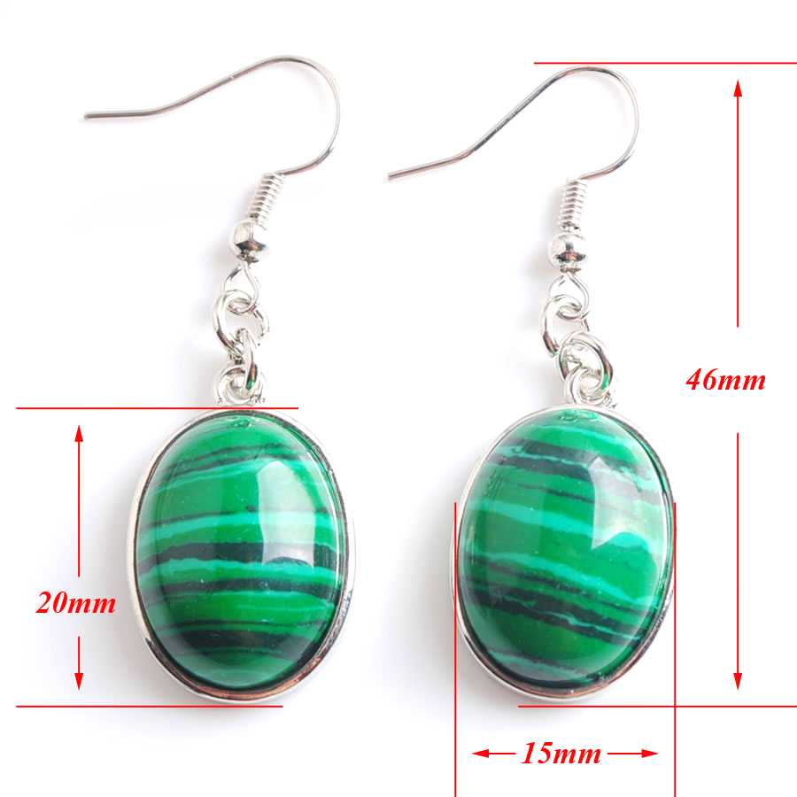WOJIAER Natural Golden Sand Gem Stone Egg-shaped Dangle Drop Earrings Beads Healing Earring Women Jewellery BW916
