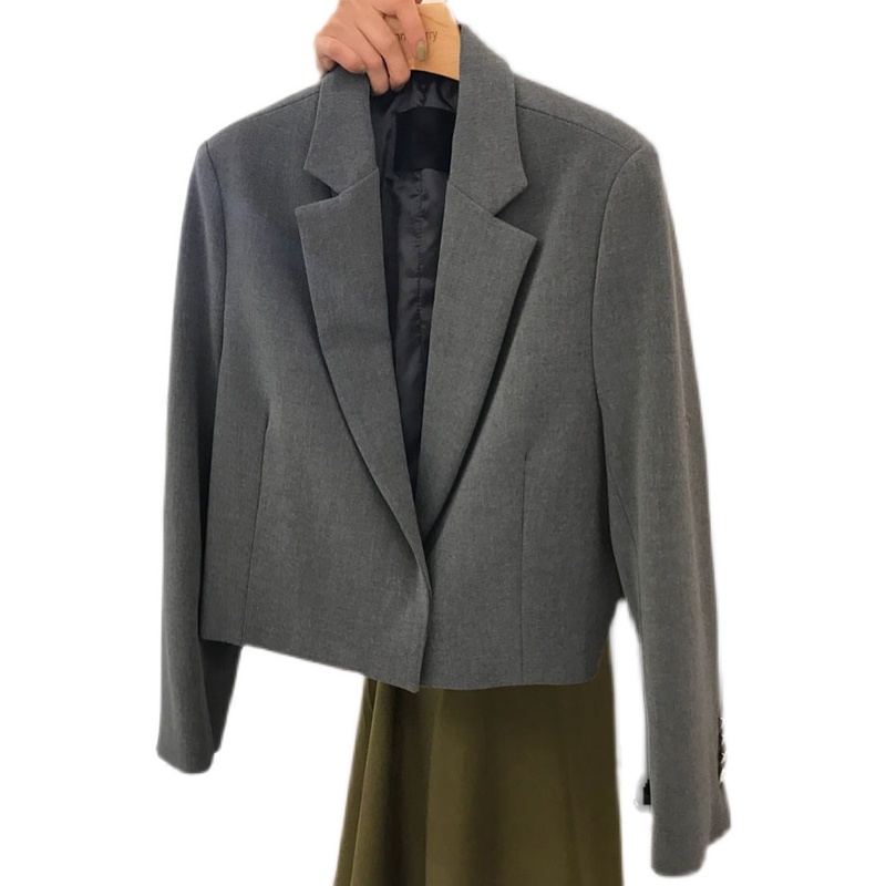 Nomikuma Women Blazer Coat Spring New Korean Short Suit Jakcet Long Sleeve Notched Collar Single Button Blazers Femme 6E250 210427