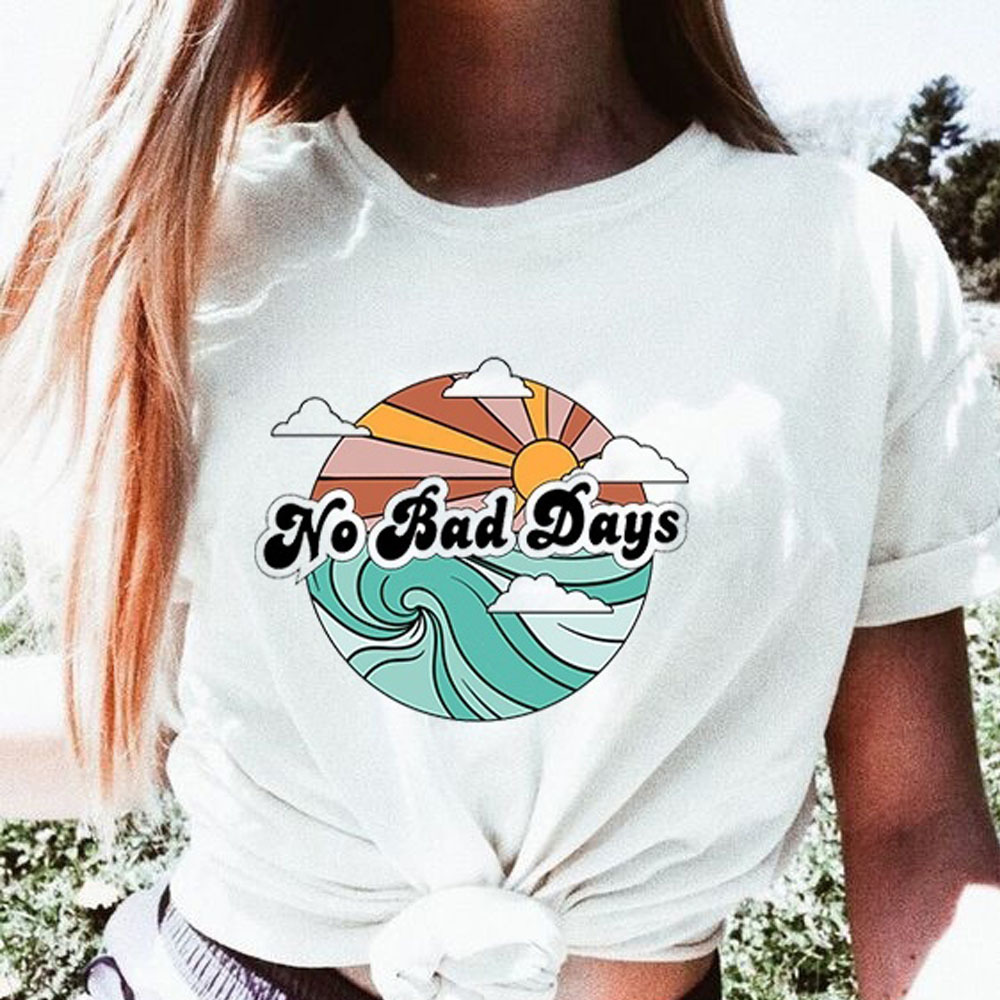 Vacation Beach T Shirt Summer White Tee The Best Surfing Women's Retro Style T Shirt Casual Oversized Tee 210406