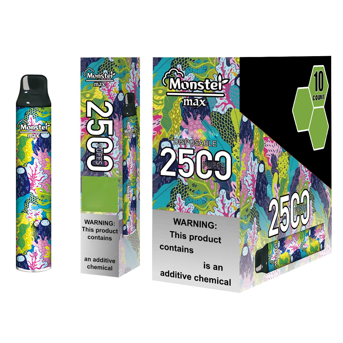 Electronic Cigarette Factory Price Disposable Vape Pen Pod  Monster Max 2500puffs 7.5ml Capacity 
Electronic Cigarette Factory Price Disposable Vape Pen Pod  Monster Max 2500puffs 7.5ml Capacity