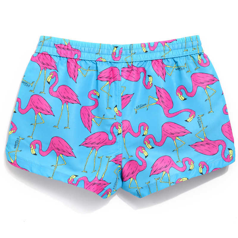 QIKERBONG Lady Casual Shorts Women bird blue print Shorts Women Shorts Ladies' Quick Drying Fabric Summer sexy short 210625