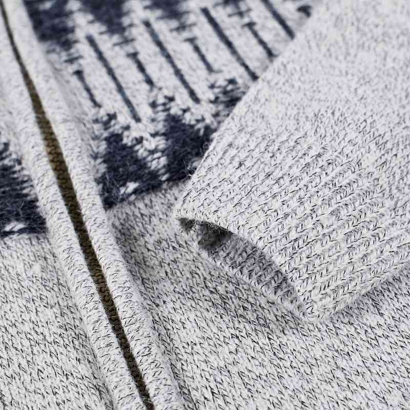 Knitted Autumn Winter Fashion Mens Cardigan Zipper Sweater Casual Patchwork Thick Full Zip Knitwear Coat Male Pattern Style 210518