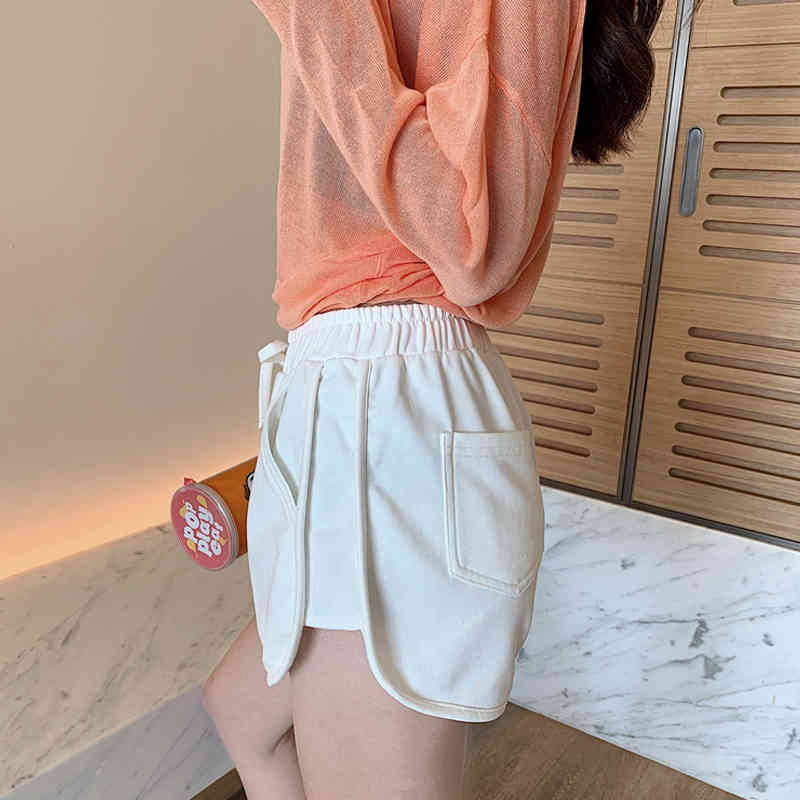 Women summer Casual s Shorts Side Split High Waist Joggers Loose Harajuku Wide Capirs BF Style Workout 210519