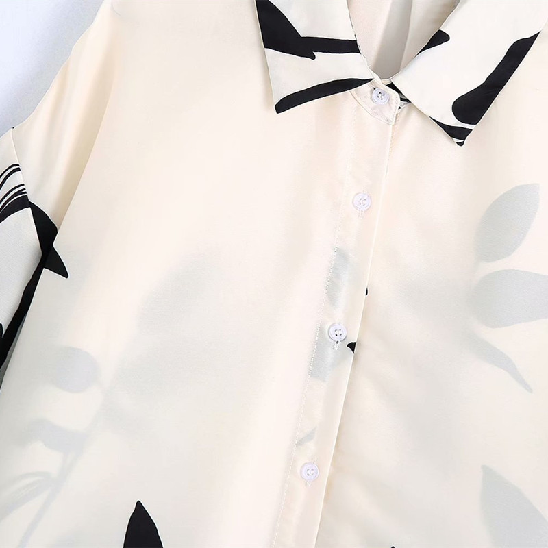 PUWD Oversize Women Turn-down Collar Dress Spring-autumn Fashion Ladies Chinese Style Loose Printed 210522