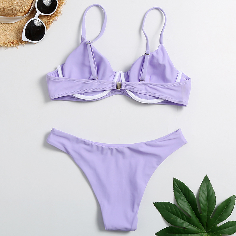 Sexy Women Push Up Bikini Set Swimwear Purple Swimsuit Girl High Cut Bathing Suit Summer Biquini Beachwear Bikinis De Praia 210520