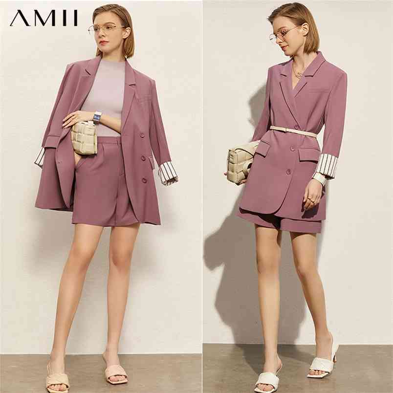 Minimalism Spring Summer Suit Set For Women Offical Lady Solid Patchwork Coat Causal 's Shorts 12170071 210527