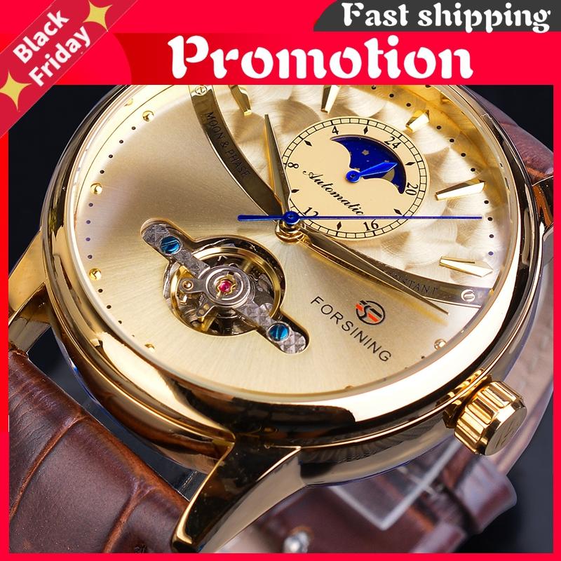 Wristwatches Moon Phase Automatic Watch Royal Men Golden Waterproof Mechanical Wristwatch Casual Genuine Leather Tourbillon Clock, Slivery;brown
Wristwatches Moon Phase Automatic Watch Royal Men Golden Waterproof Mechanical Wristwatch Casual Genuine Leather Tourbillon Clock, Slivery;brown
