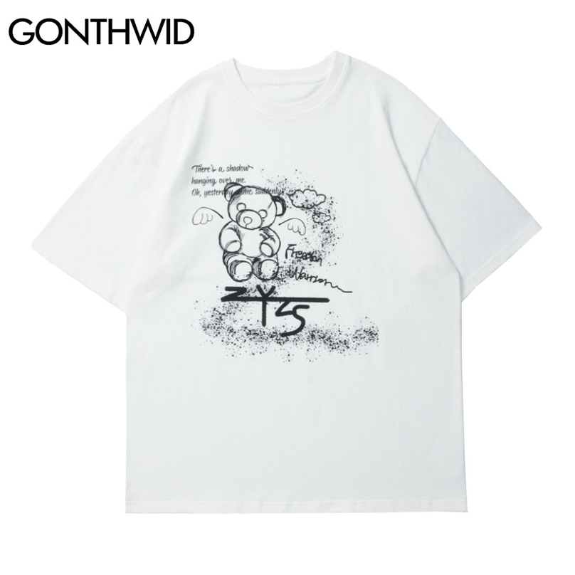 Streetwear Hip Hop Tshirts Men Summer Graffiti Bear Print Short Sleeve T-Shirts Harajuku Casual Cotton Loose Tees Tops 210602, White
Streetwear Hip Hop Tshirts Men Summer Graffiti Bear Print Short Sleeve T-Shirts Harajuku Casual Cotton Loose Tees Tops 210602, White