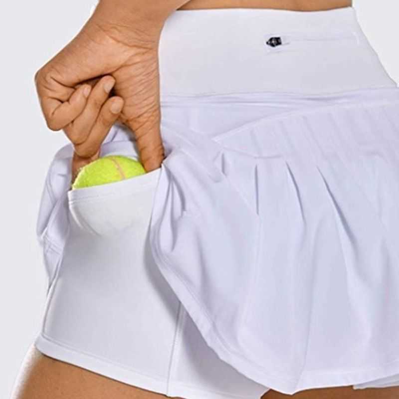 Women 2-In-1 Tennis Skorts Athletic Sports Running Pleated Golf Skirts Shorts X7YA 210308