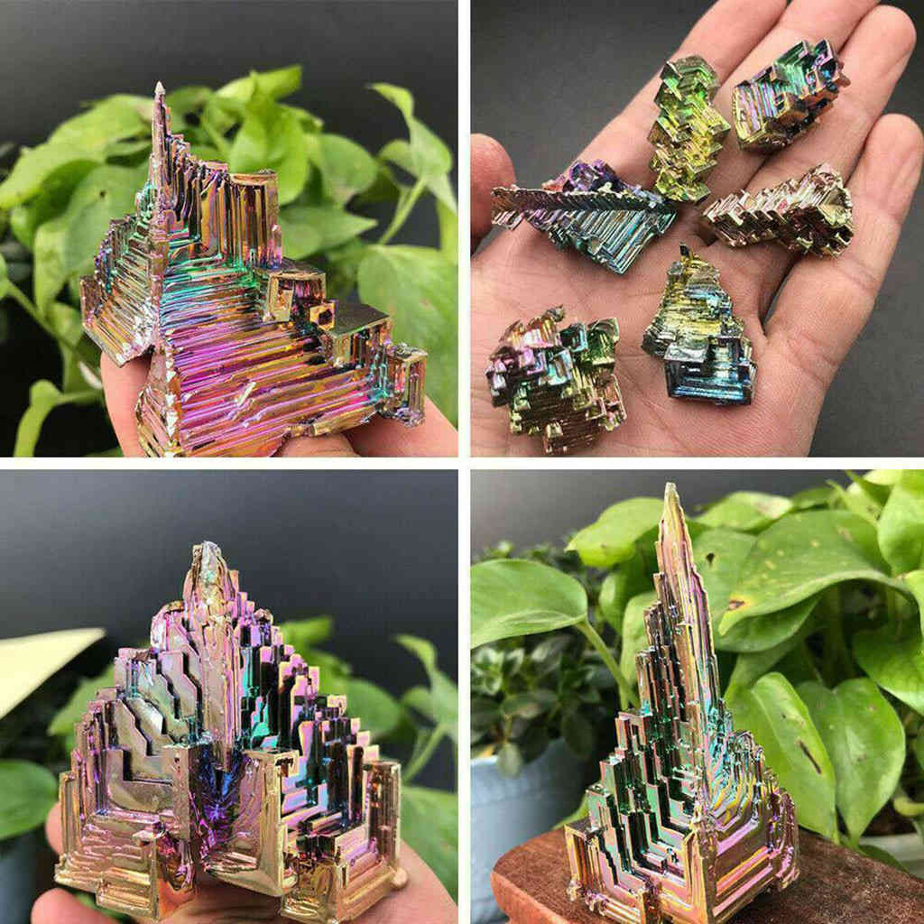 Bismuth crystal metal ore crystal ornamental jewelry natural quartz rainbow crystal titanium cluster specimen healing
