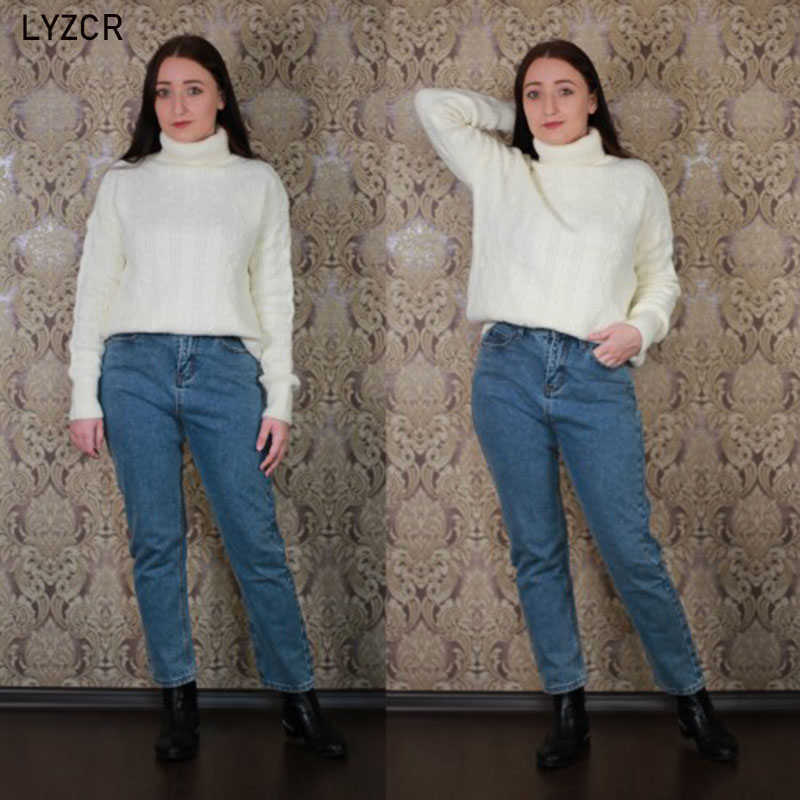 LYZCR Spring Jeans Woman Vintage Denim Pants Harem Women Mom Loose High Waist 's Boyfriend For 210922