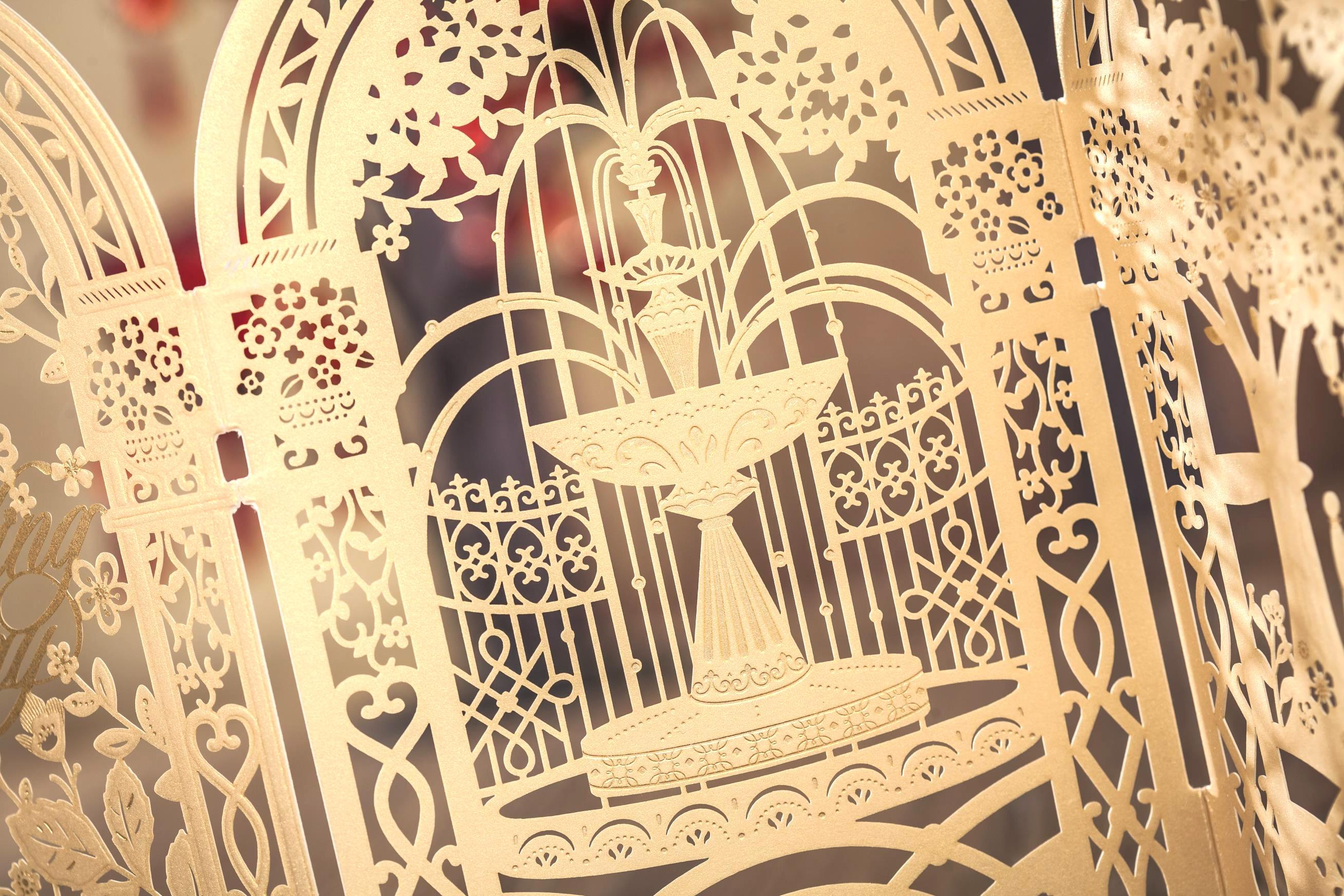 2021 Gold custom personalized Wishmade laser cut wedding invitation cards kit, with envelopes, seals, personalized printing, for wedding