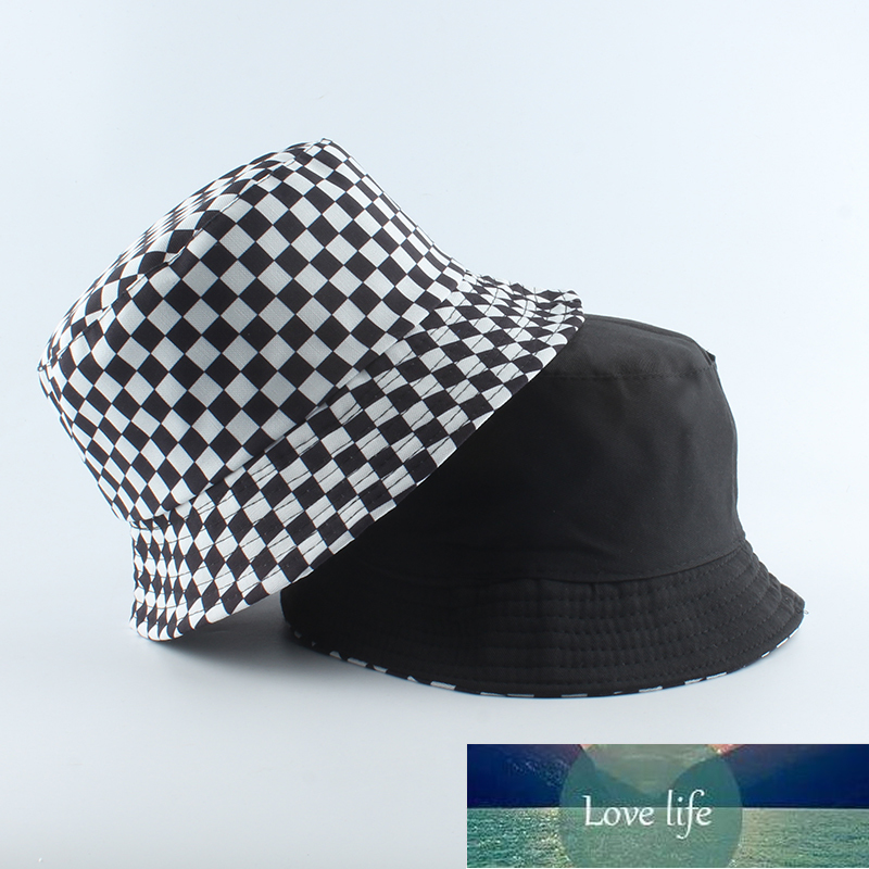 New Brand Black White Plaid Check Bucket Hats Fishing Caps Women Mens Reversible Fisherman Hat Factory price expert design Quality Latest Style Origin