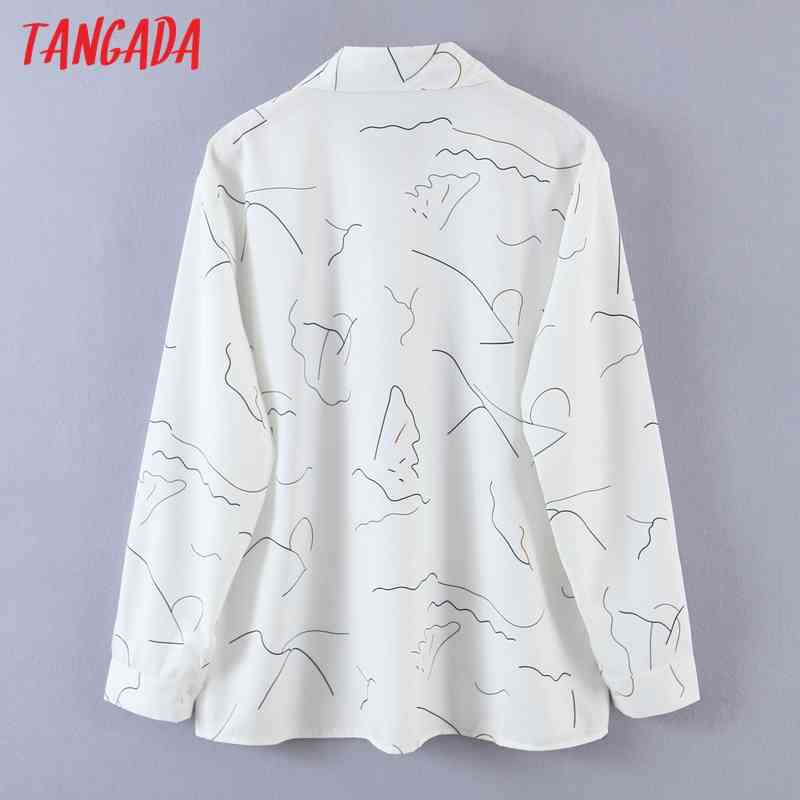 Women Print Chiffon Long Sleeve Chic Female Casual Loose Shirt SL549 210416