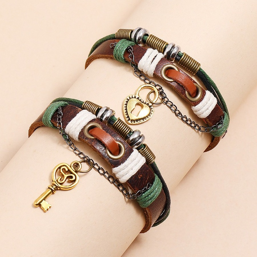 Couple Key Lock Bracelet Gold Heart Charm String Adjustable Multi Layer Wrap Leather Bracelets wristband bangle cuff women men fashion jewelry set will and sandy
Couple Key Lock Bracelet Gold Heart Charm String Adjustable Multi Layer Wrap Leather Bracelets wristband bangle cuff women men fashion jewelry set will and sandy