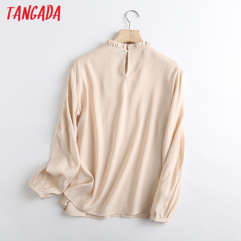 Spring Women Solid Ruffles Neck Blouse Long Sleeve Chic Female Office Lady Shirt Blusas Femininas WF33 210416