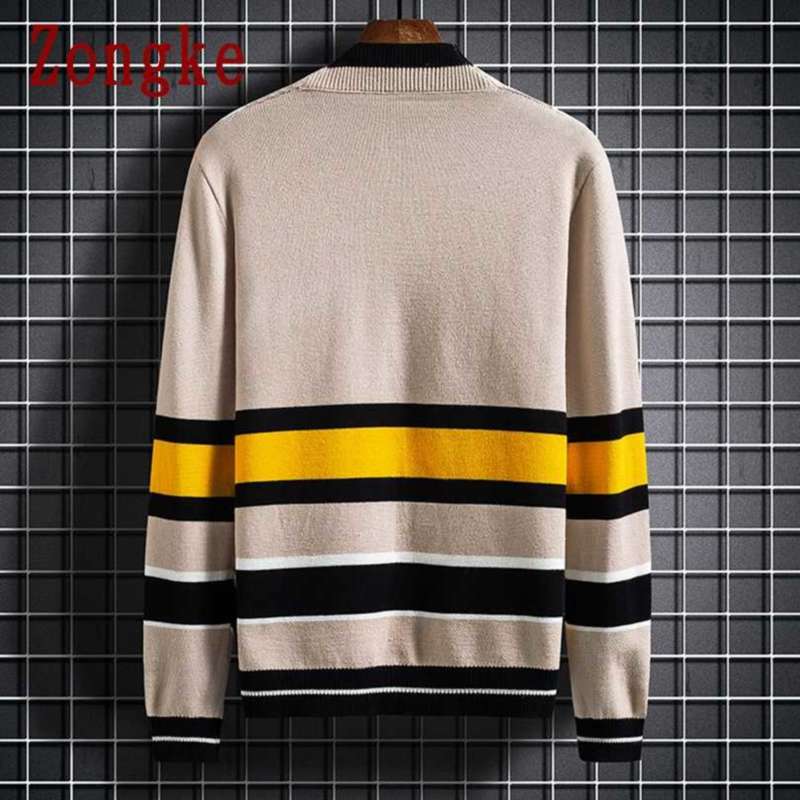 Zongke Striped Mens Cardigan Knitted Top Autumn Winter Mens Sweater Knitted Mens Clothing Arrival M-3XL 210929