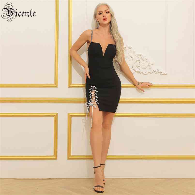 Women's Dress Celebrity Party Cocktail Decoration Black Cross Tie Design V Neck Bandage Sling 210520
Women's Dress Celebrity Party Cocktail Decoration Black Cross Tie Design V Neck Bandage Sling 210520