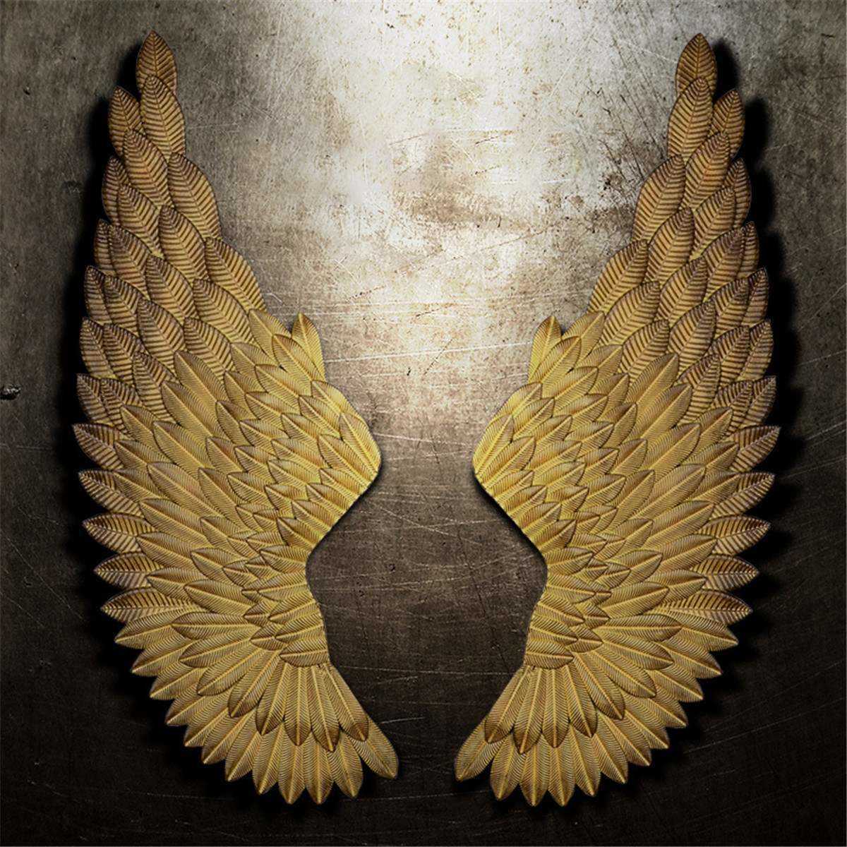 Wall Decoration Angel Wings Retro Metal wings Bar Coffee Shop Wall Decoration Home Bedroom Living room decor Christmas Industry 210727