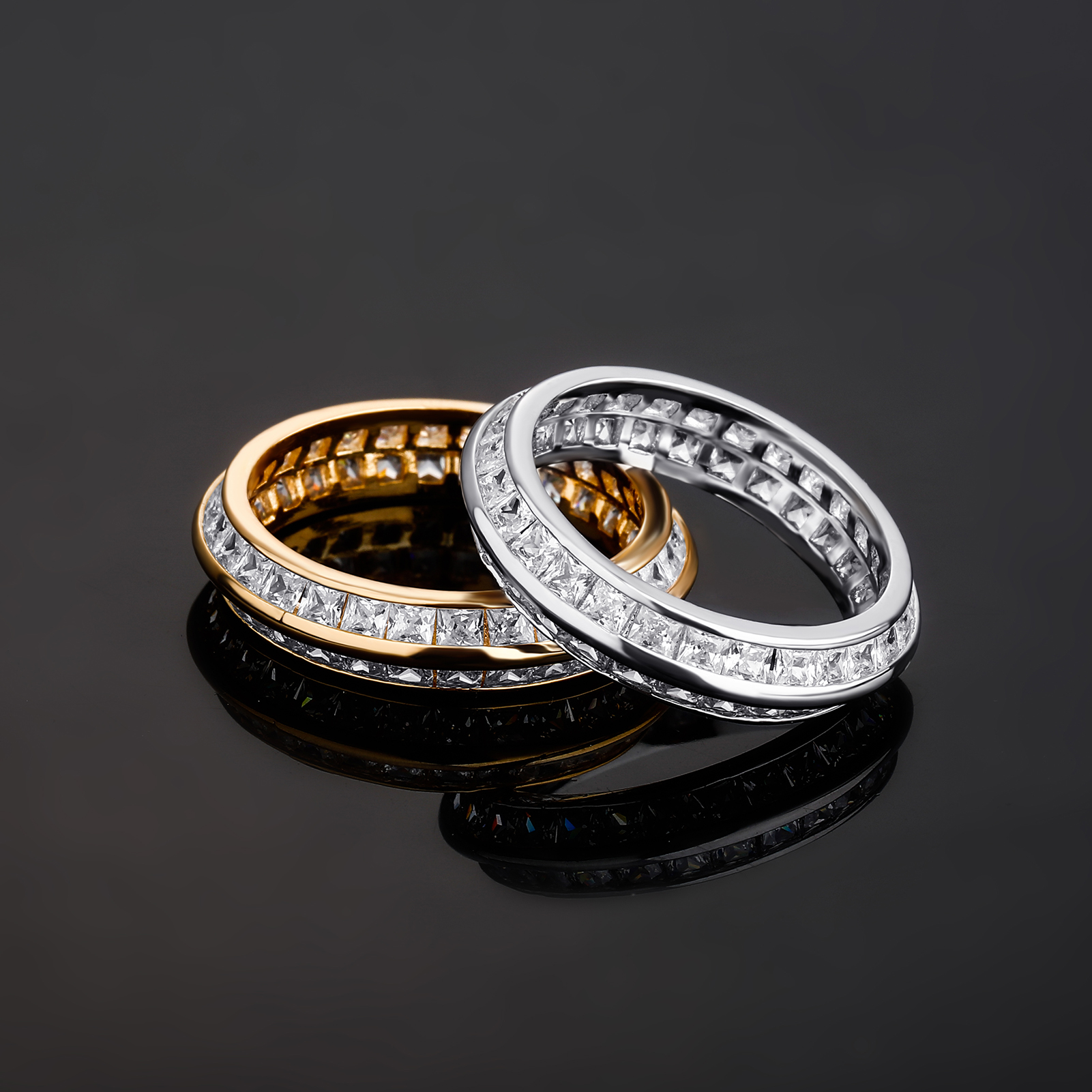 New Charm High Quality Male Female Rings Gold Bling Bling Hip Hop Punk Rock Grunge Baguette Cubic Zirconia Ring Fashion Hip Hop Jewelry For Party Punk
