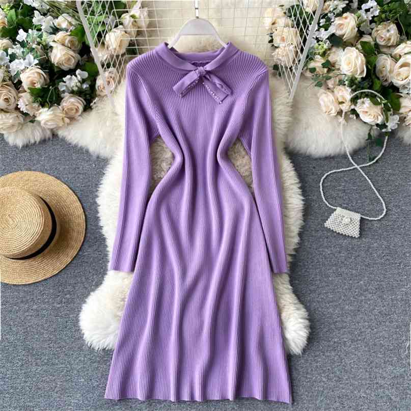 Women Preppy Style Knit Sweater Dress Autumn Winter Korean Fashion Ladies Long Sleeve Slim A Line Party Robe 210603, White
Women Preppy Style Knit Sweater Dress Autumn Winter Korean Fashion Ladies Long Sleeve Slim A Line Party Robe 210603, White