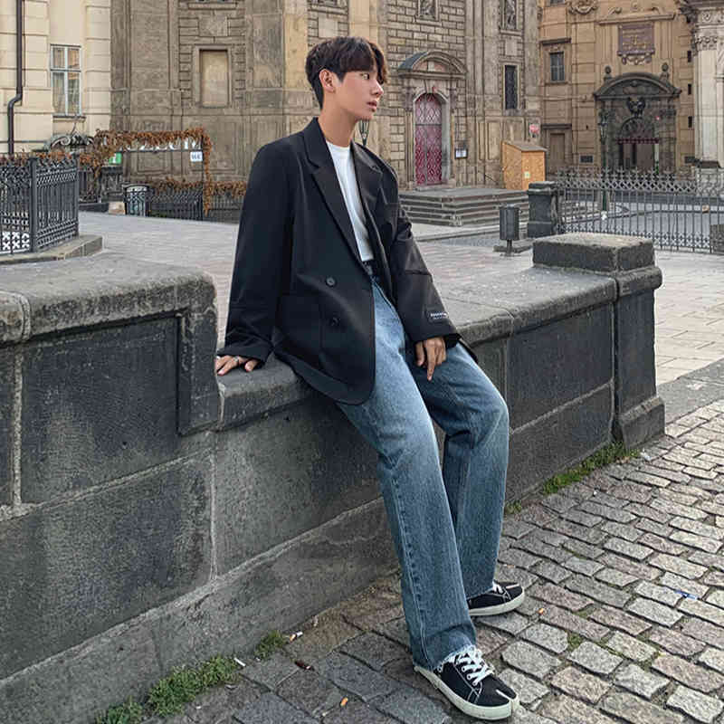 IEFB /men's clothing autumn casual suit jacket male's loose Korean trendy handsome big pockets black blazers handsome 9Y3908 210524