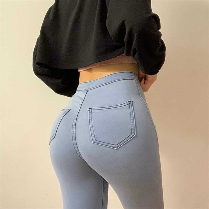 Slim Jeans For Women Skinny High Waist Woman Denim Pencil Pants Stretch Waist Slim Female Trousers Multi-size Spring Autumn 211112