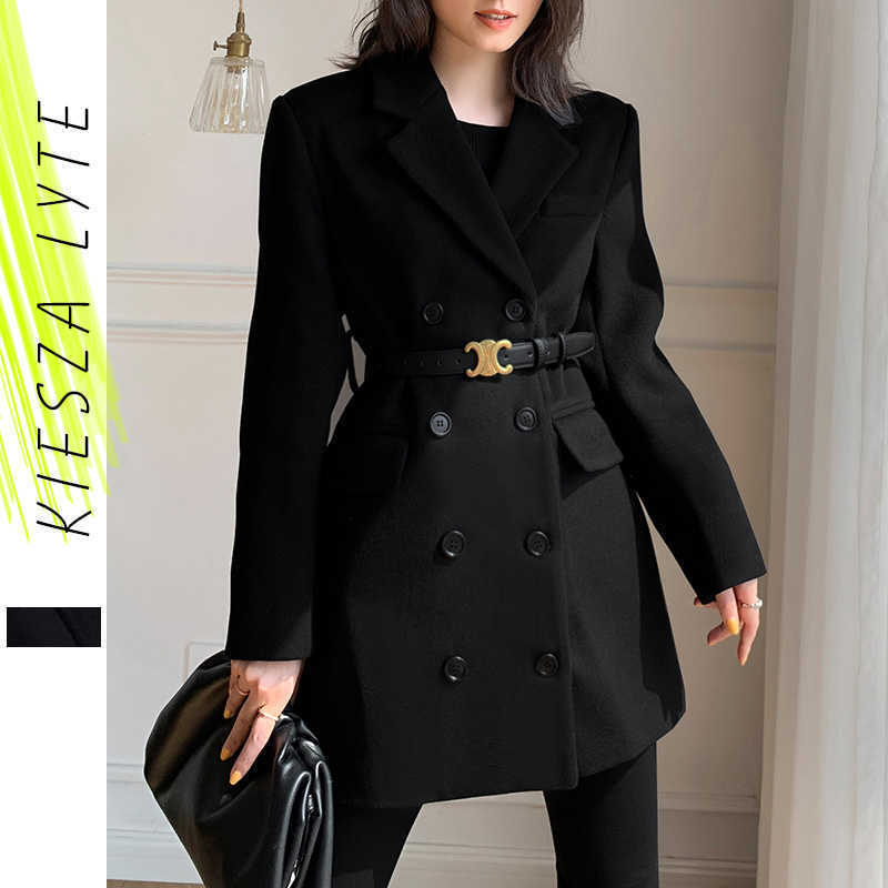 Black Woollen Blazer For Women's Midi Winter Hepburn style Thick Slim Double Breasted Belt Wool Suit Jacket 210608, Black with belt
Black Woollen Blazer For Women's Midi Winter Hepburn style Thick Slim Double Breasted Belt Wool Suit Jacket 210608, Black with belt