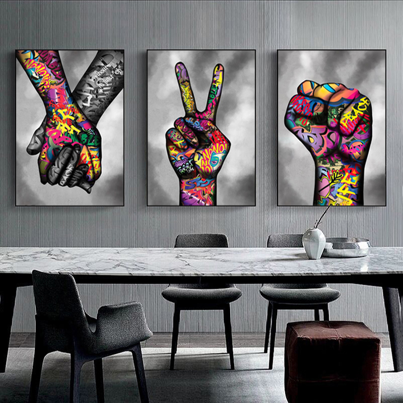 Graffiti Street Art Abstract Hand Poster Canvas Painting Cuadros Wall Decor Pictures For Living Room Modern Home Decor No Frame
