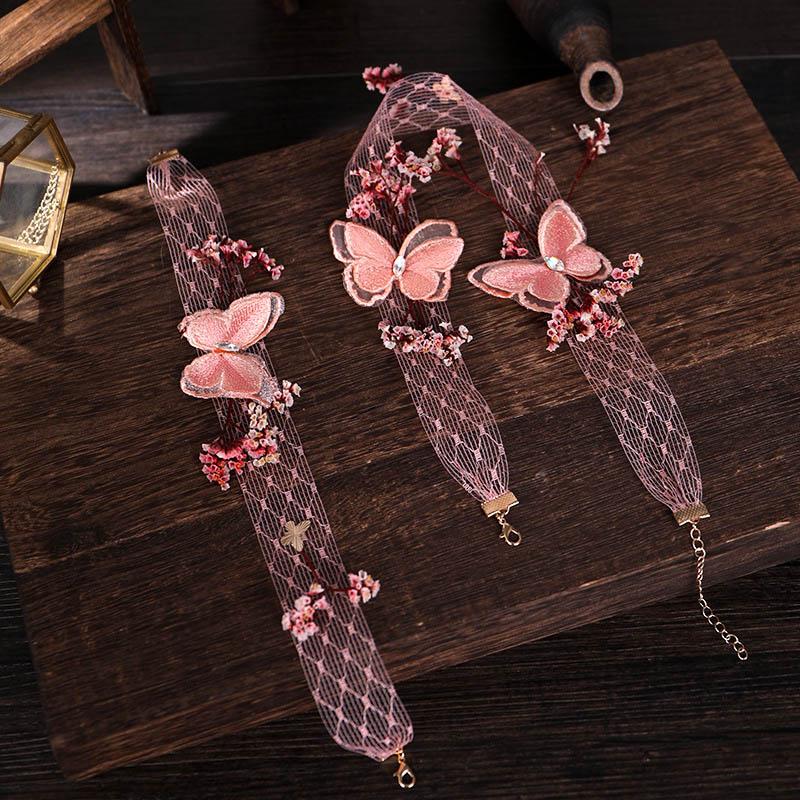 Wedding Jewelry Sets Korean Flower Choker Bangles Bridal Fairy Pink Butterfly Mesh Bracelets Necklace Women Accessories XH, Slivery;golden
Wedding Jewelry Sets Korean Flower Choker Bangles Bridal Fairy Pink Butterfly Mesh Bracelets Necklace Women Accessories XH, Slivery;golden