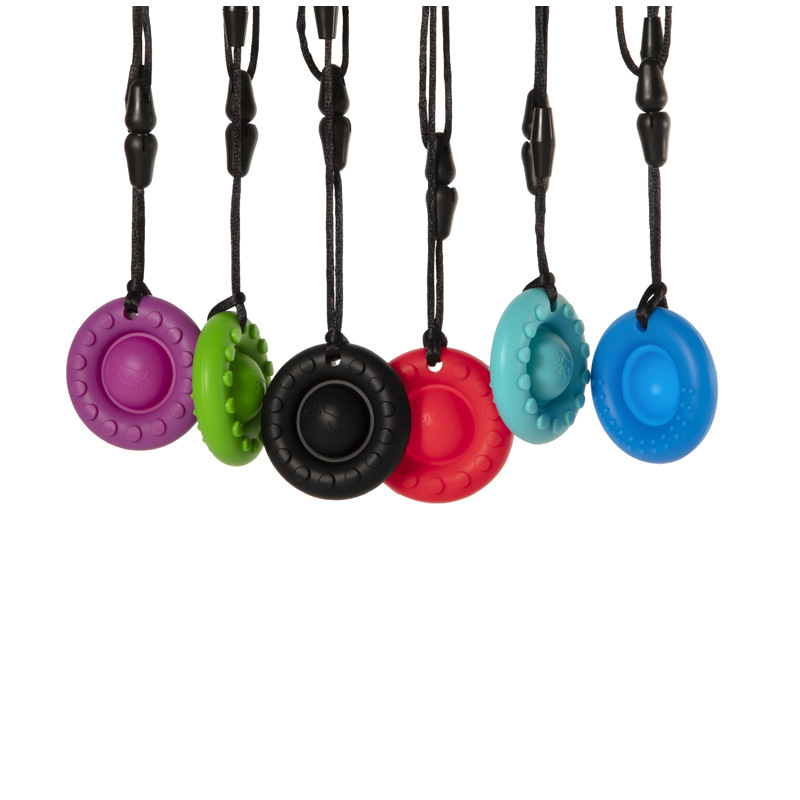

Sensory Chew Necklace Baby Toddler Teether Bubble Chewable Pendant and Fidget Toy BPA Free Silicone Teething Biting Autism Anxiety ADHD Needs