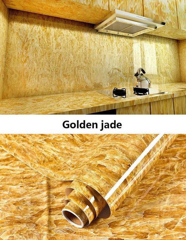 Wallpapers Marble Self-adhesive Wallpaper Thicken Waterproof Cabinet Countertop Pattern Kitchen Oil-proof PVC