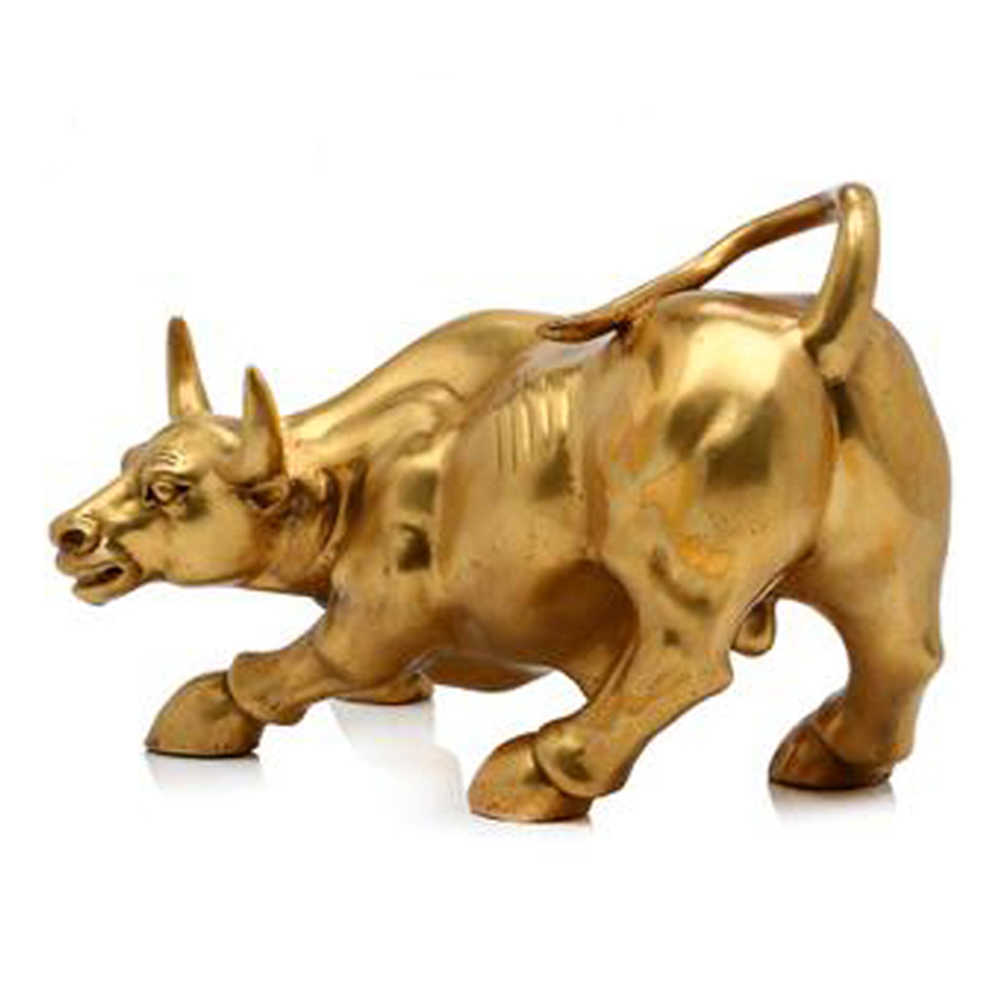 100% Brass Bull Wall Street Cattle Sculpture Copper Mascot Gift Statue Exquisite Office Decoration Crafts Ornament Cow Busi Y6L6 210727