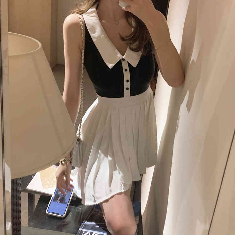 Summer Sleeveless Elegant Dress Women Casual Kawaii Vingate Mini Party Dress Female Evening Dress Korean Cute 210521