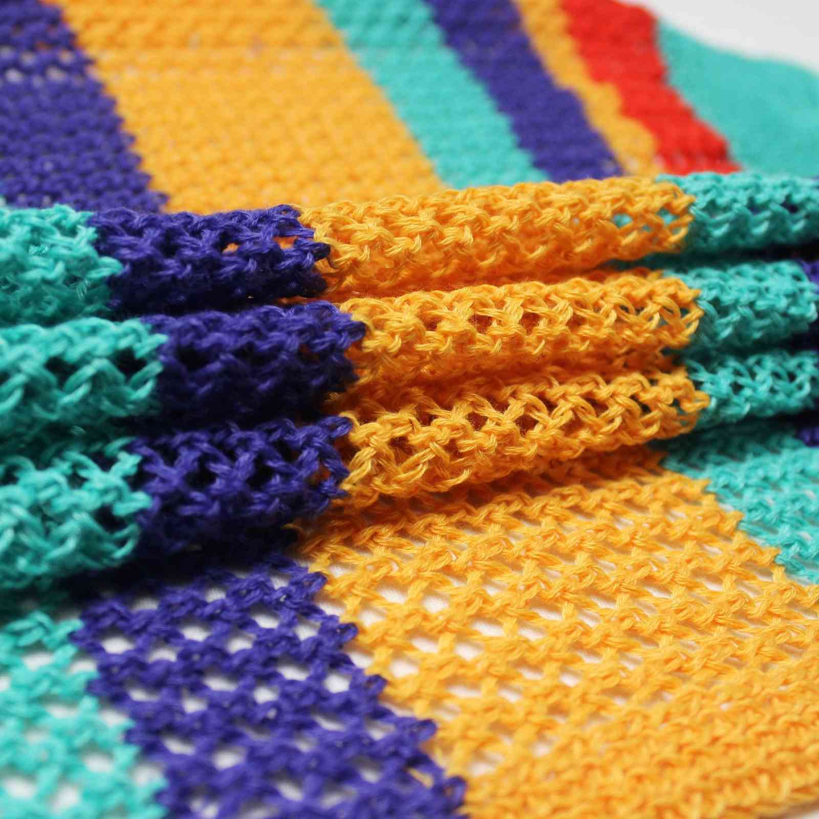 Sexy Bikini Cover-ups Handmade Rainbow Sleeveless Side Split Bodycon Summer Dress Crochet Tunic Women Swim Suit Cover up A376 210420