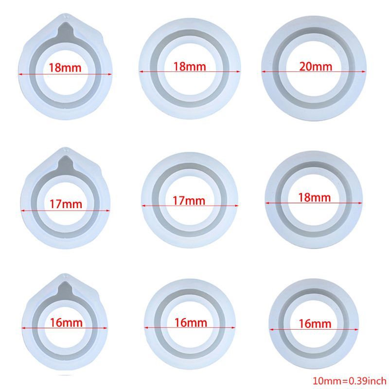 9Pcs 9 Stuks Miscellaneous Maten Diy Ring Silicone Mold Sieraden Hanger Rings Hars Gieten Circle Casting Mould For Diy craft Maken,