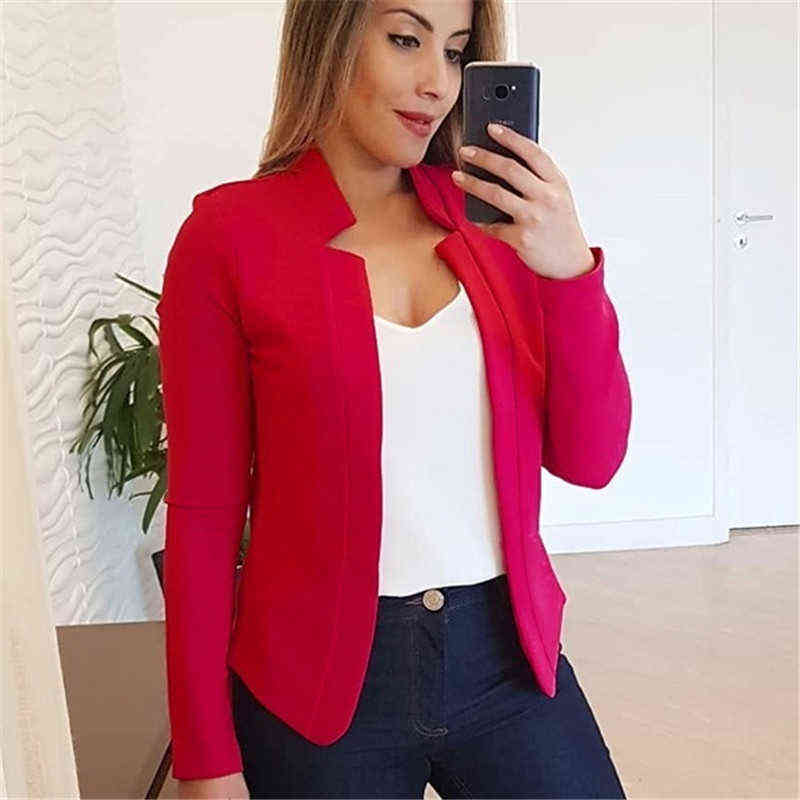 PEONFLY Plus Size Elegant Office Ladies Blazer Women Fashion Long Sleeve Slim Spring Casual Jacket Female 4XL 5XL 211122