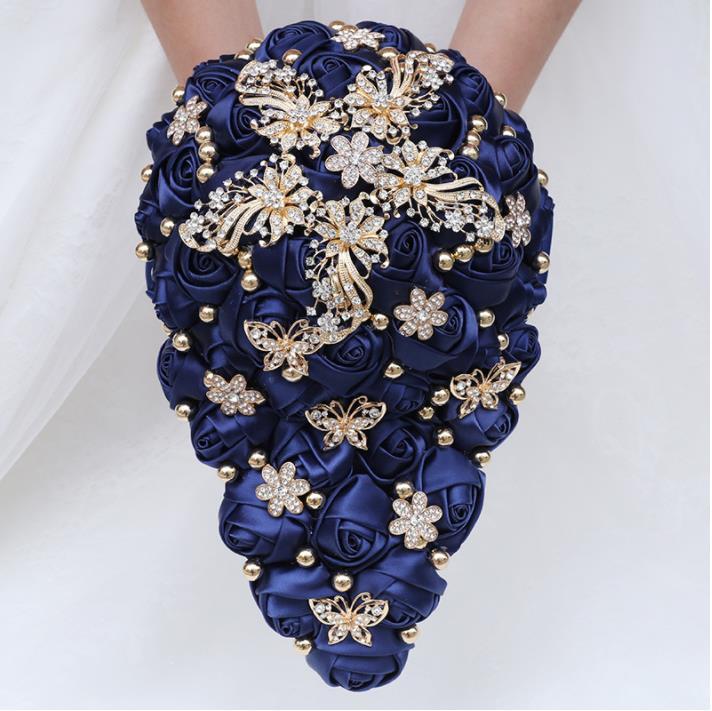 Wedding Flowers EillyRosia Navy Blue Bouquet For Bride Satin Rose Jewelry Brooch Waterfall Silk Artificial
Wedding Flowers EillyRosia Navy Blue Bouquet For Bride Satin Rose Jewelry Brooch Waterfall Silk Artificial