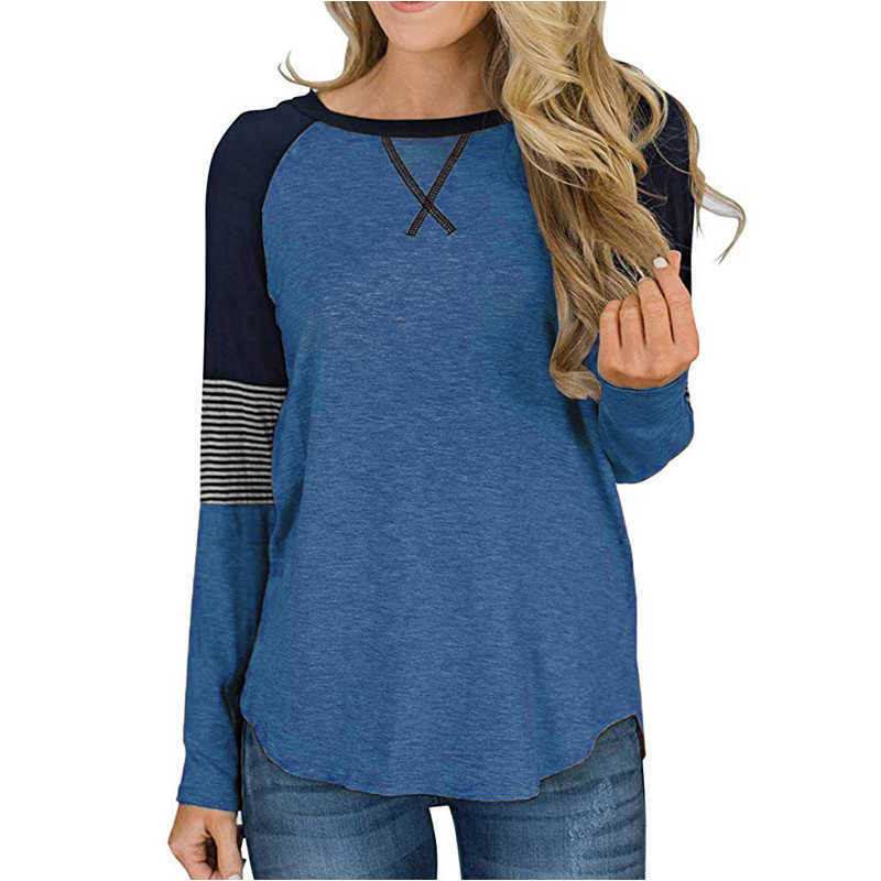 Casual White Women's T-shirt Cotton Raglan Sleeve Color Matching T shirts For Women Plus Size 2XL Autumn Woman Clothing 210819