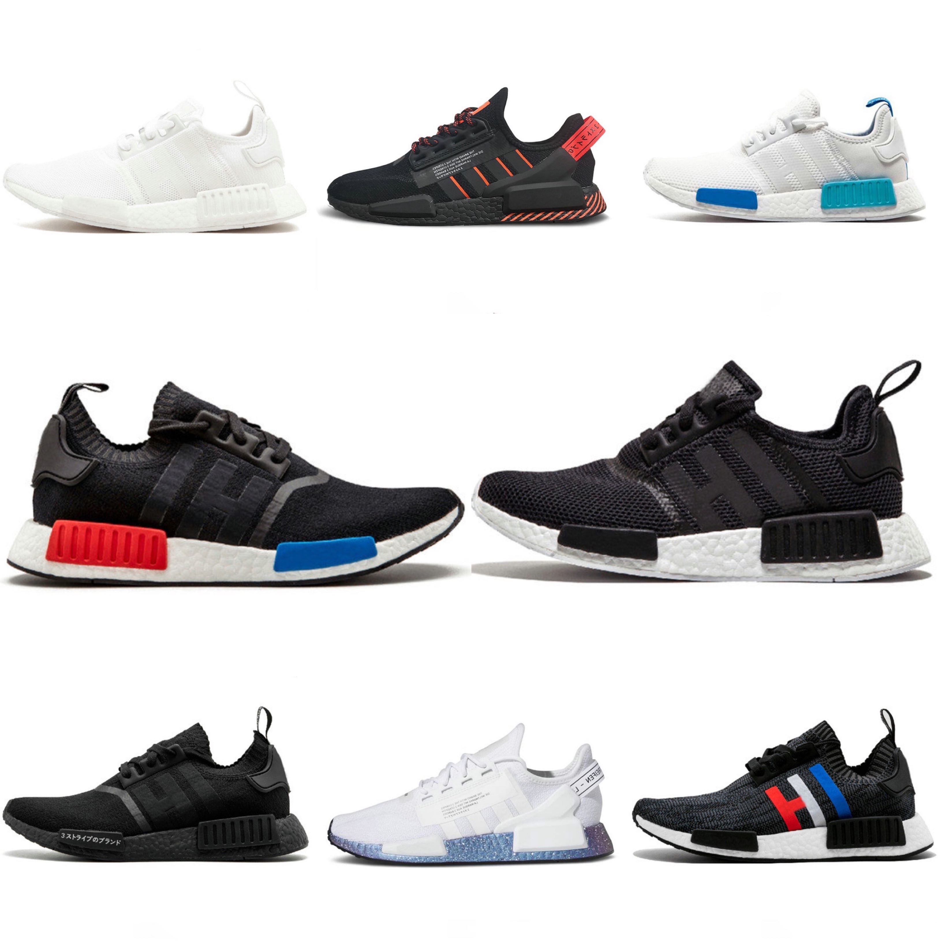White Speckled Nmd R1 mens Running Shoes Black Grey Gradient Neon Sports Shoes Aqua Tones Munich Olive Oreo men women trainers sneakers 36-45