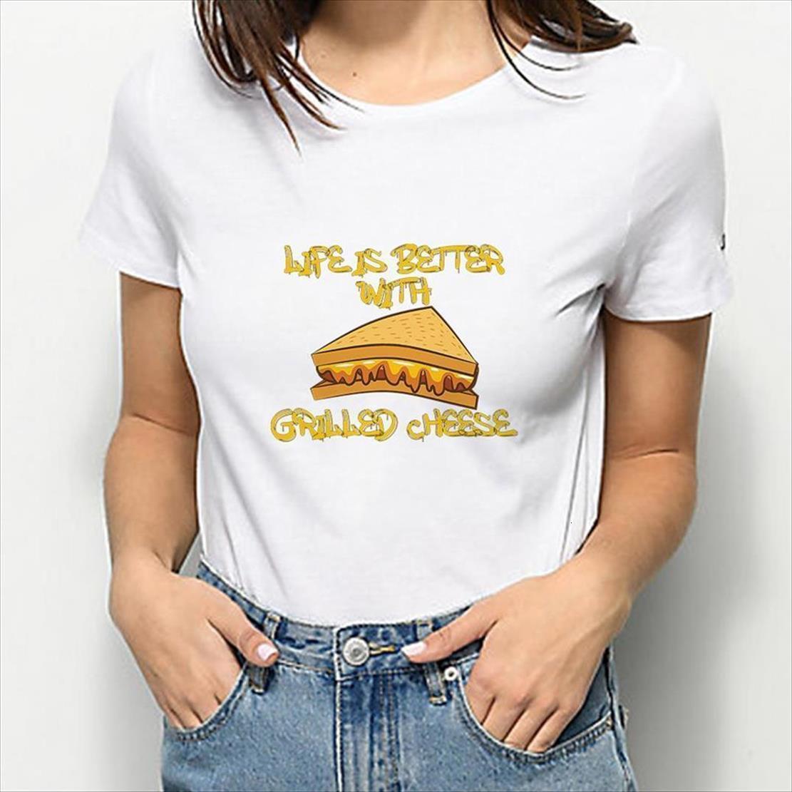 life is better with womens grilled cheese graphic gourmet food friends forever summer short sleeve hipster, White
life is better with womens grilled cheese graphic gourmet food friends forever summer short sleeve hipster, White