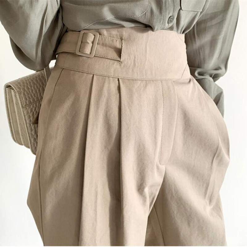 OL Wear Casual High Waist Straight Wide Leg Pants Women Bottoms Spring Autumn Suit Solid Loose Trousers Female 210421