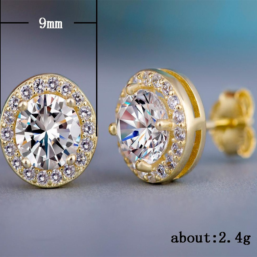 Round Square Cubic Zircon Stud Earrings Designer Jewelry Silver Gold Women Ear Rings Iced Out Heart Diamond Wedding Fashion Jewelry Gift Will and Sand