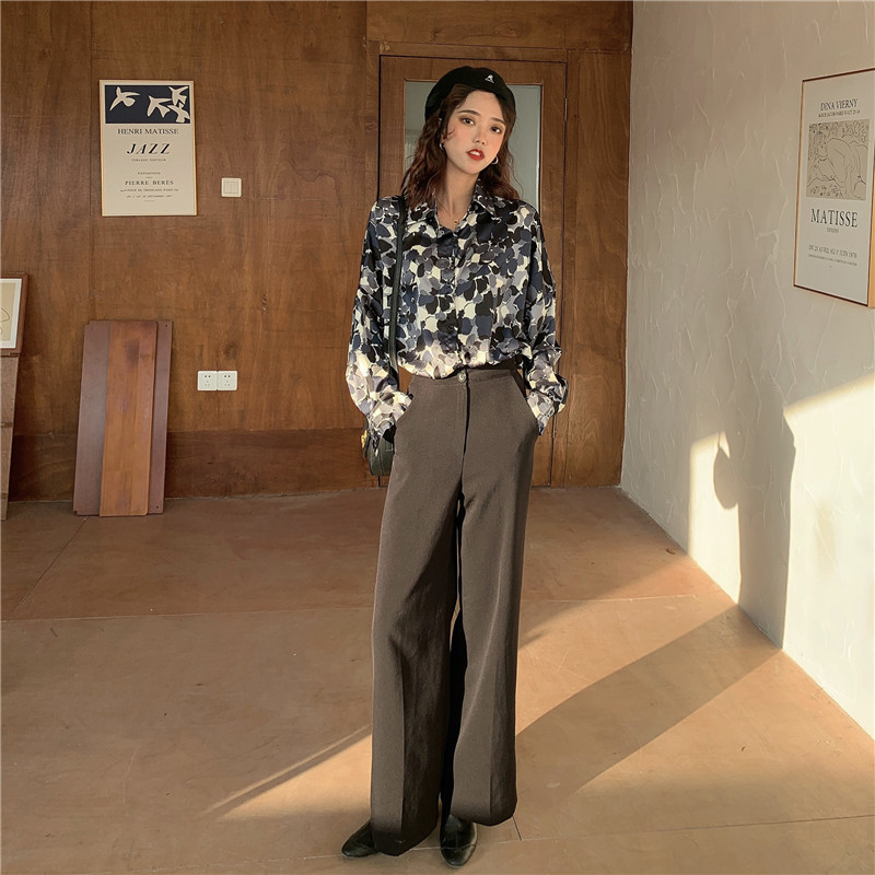 Spring Vintage Print Shirt Women Blouses OL Work Wear Tops Loose Black Blouse Shirts Female Casual Blusas Mujer 210421