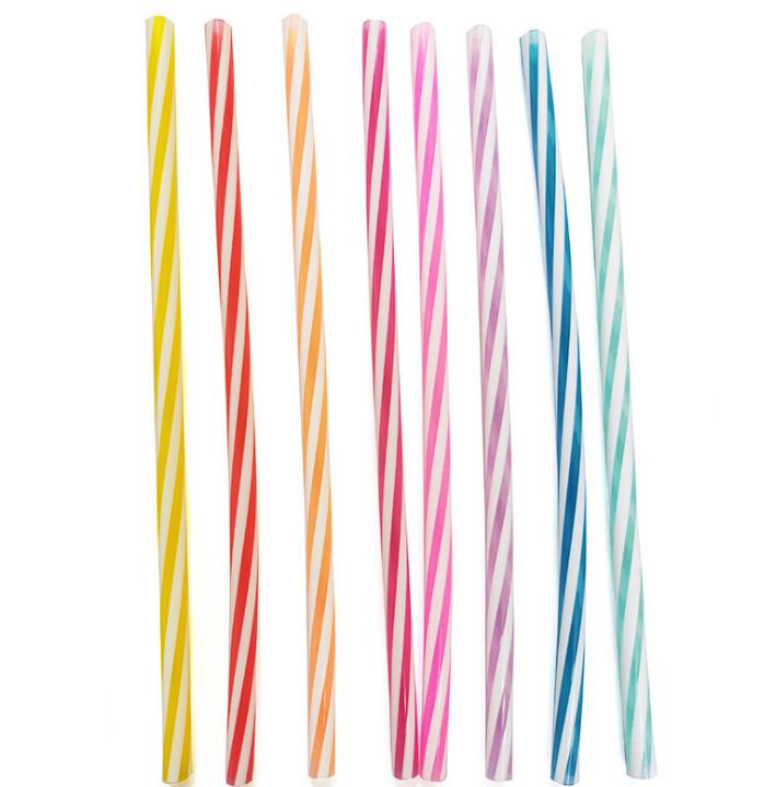 255MM 9Colors Silicone Spiral Stripe Straw Fashion Colorful Straight Pipes Tea Milk Drinks Straws Reuseable Drinking Tool Baby Feeding