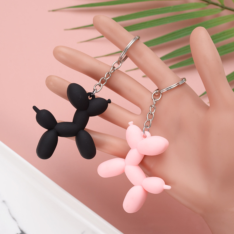 Colorful Balloon Dog Keychain for Man Soft Rubber PVC Cute Women Key Chain Car Ring Bag Pendant